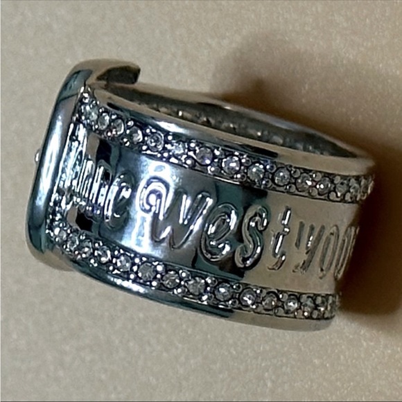 Sold out Vivienne Westwood silver tone crystal pave sparkly band Ring - Picture 9 of 10